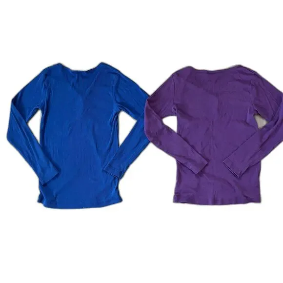 2 Bundle Women's Henley Long Sleeve PJs Pajama Top Shirts sz medium by Pink K - Picture 3 of 4